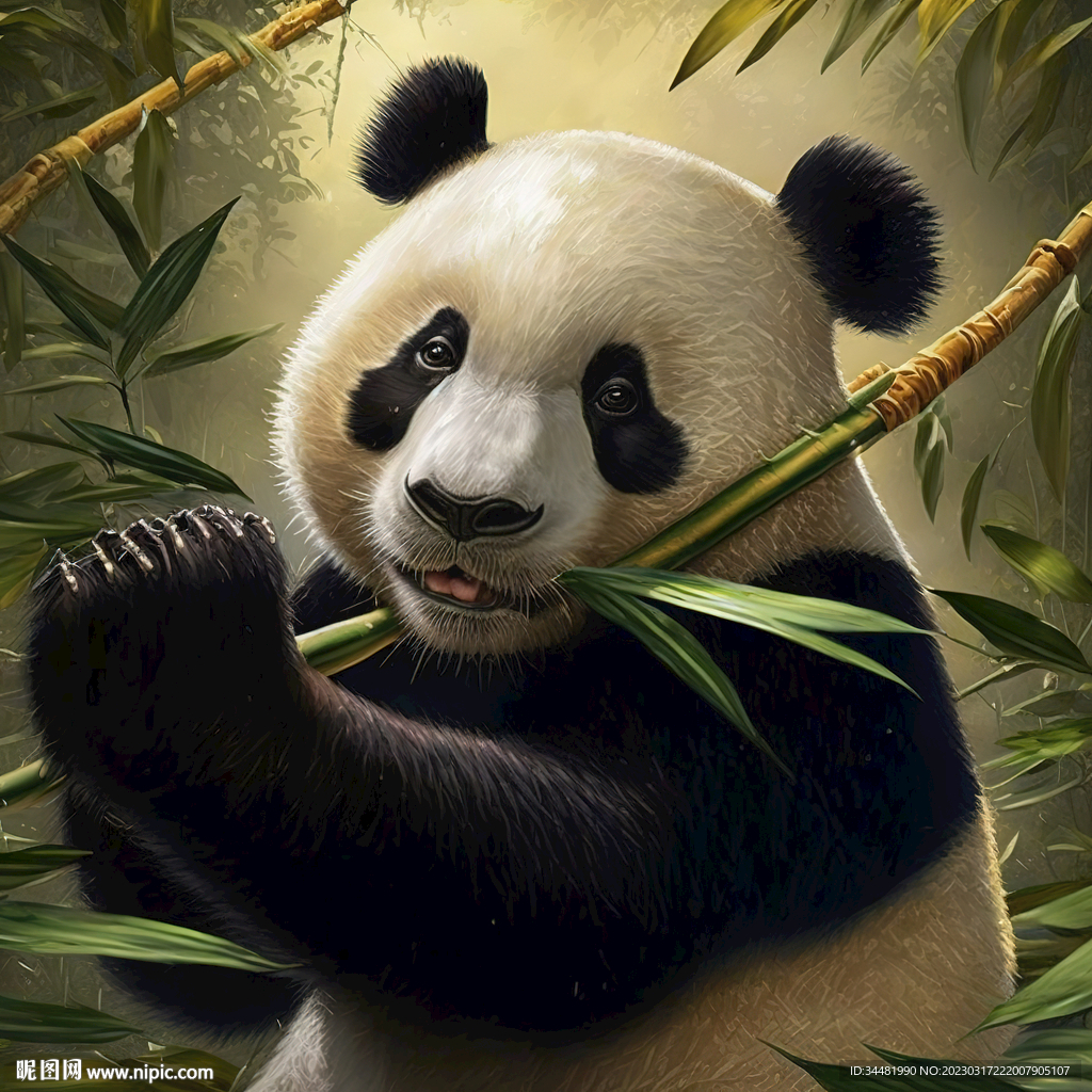 熊猫水彩画