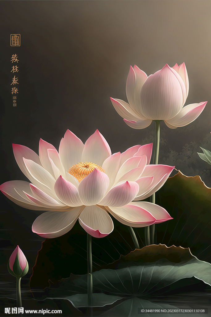 国画荷花