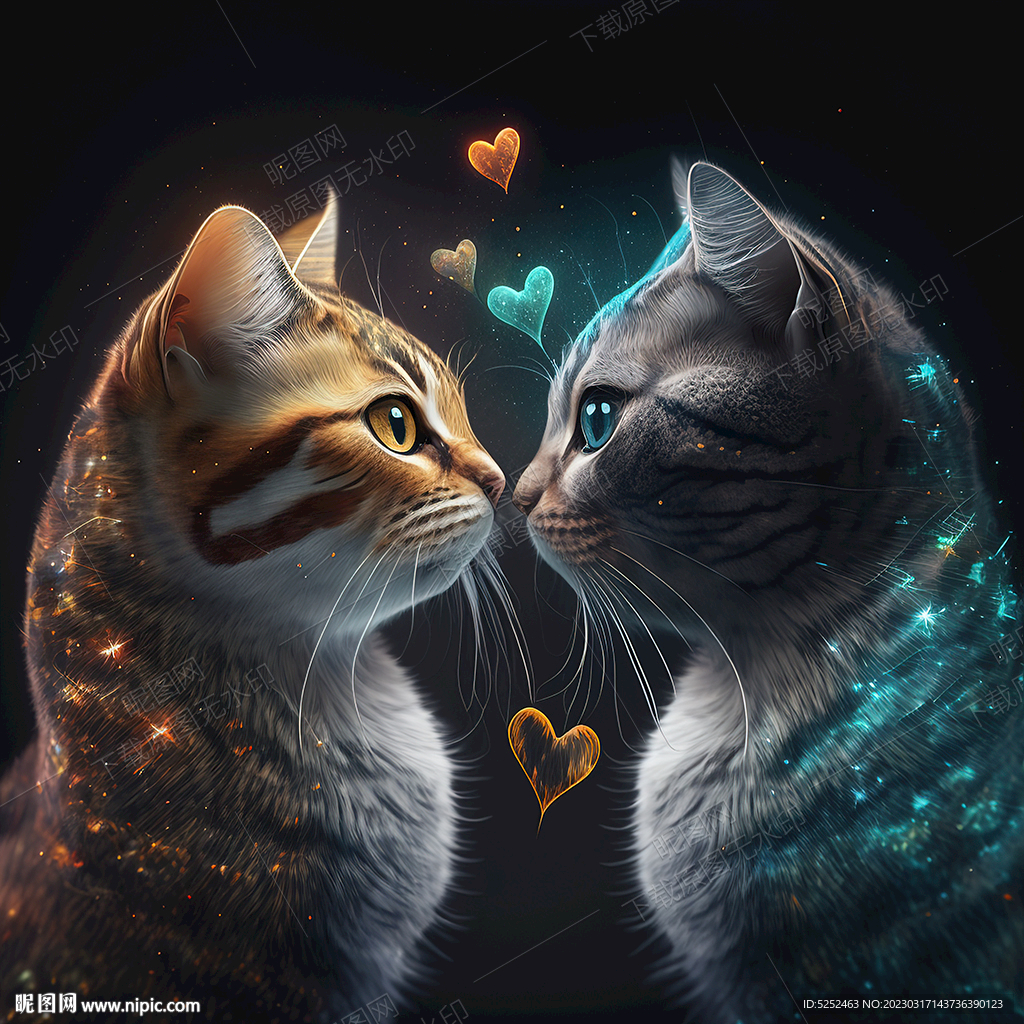 两只接吻的猫