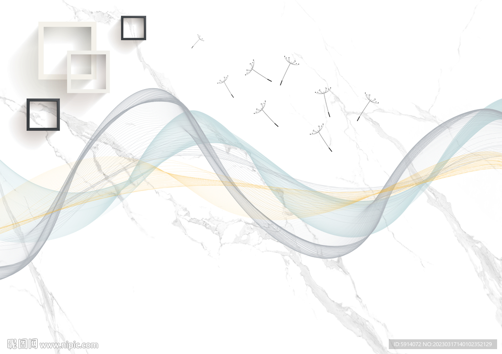 灰白根大理石背景墙 弧线麋鹿