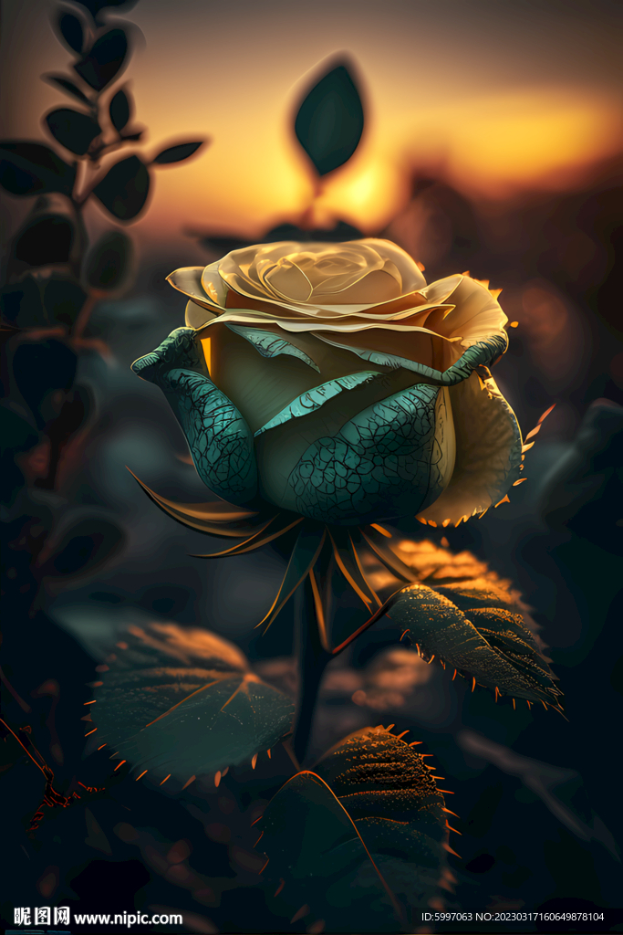 黄昏玫瑰花