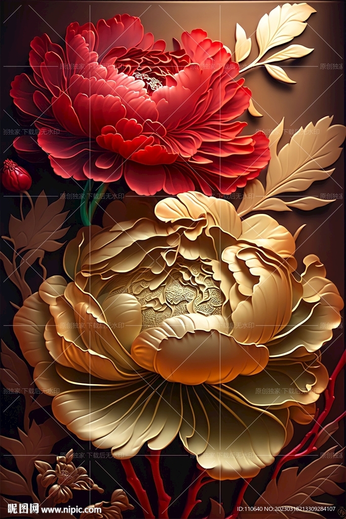 牡丹花装饰画