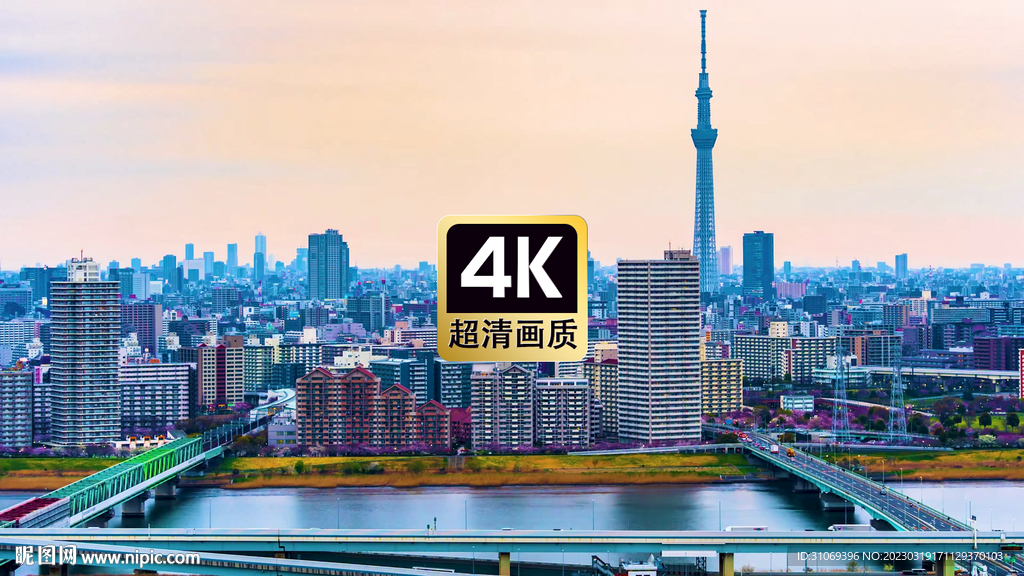 现代海港城市建筑群美景