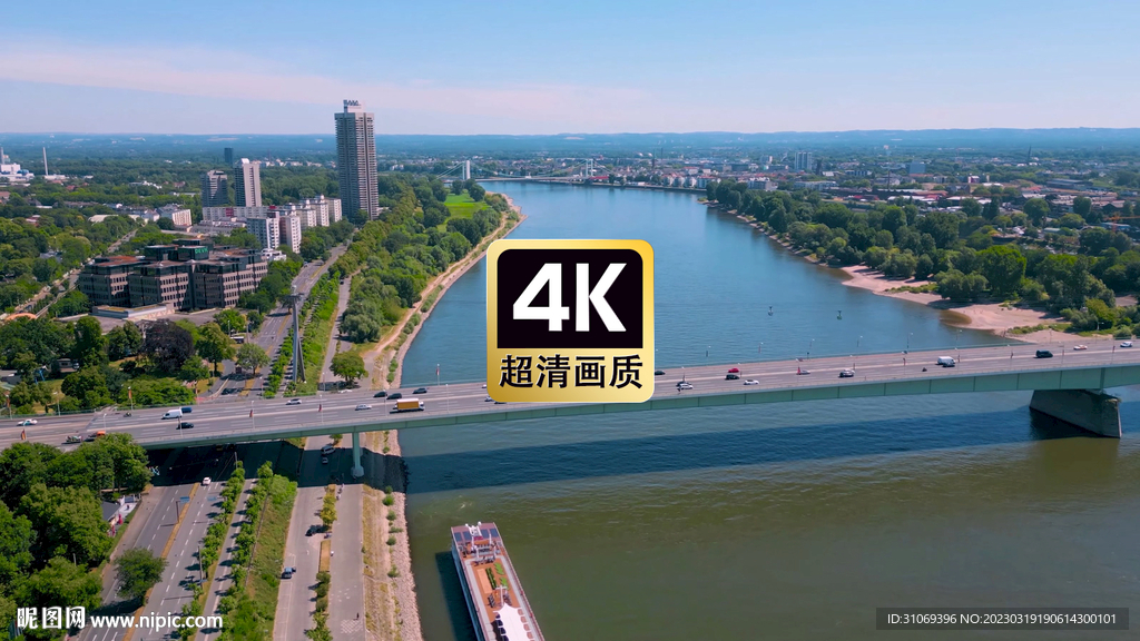 现代城市河流大桥街区美景