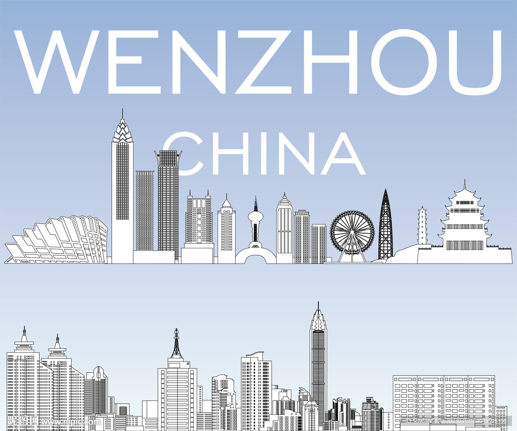 温州城市地标矢量线稿