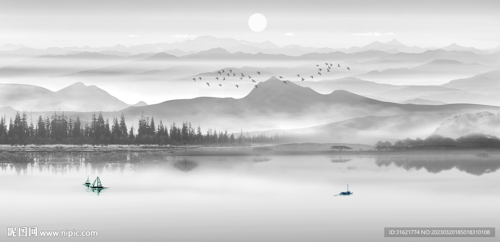 水墨国画山水