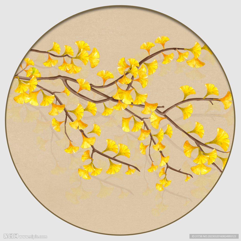 银杏叶床头装饰画