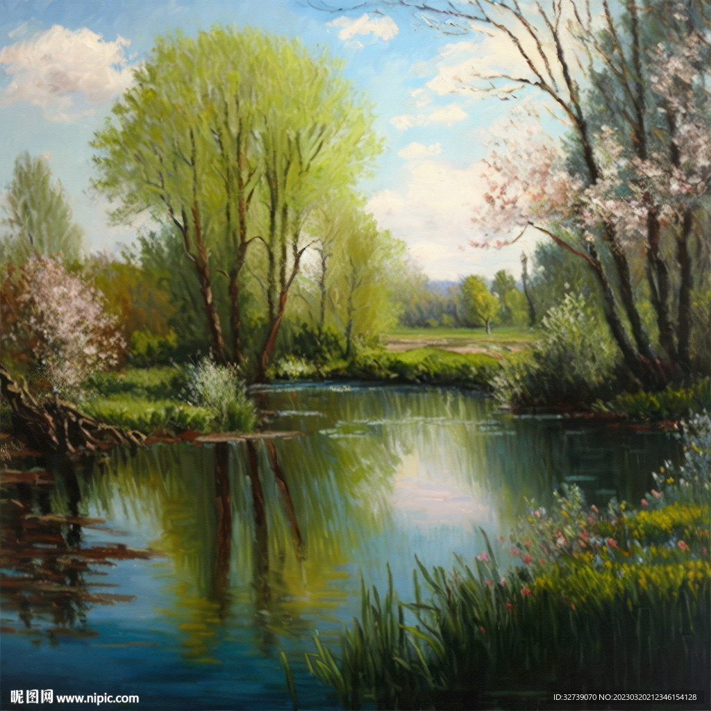 油画 春景