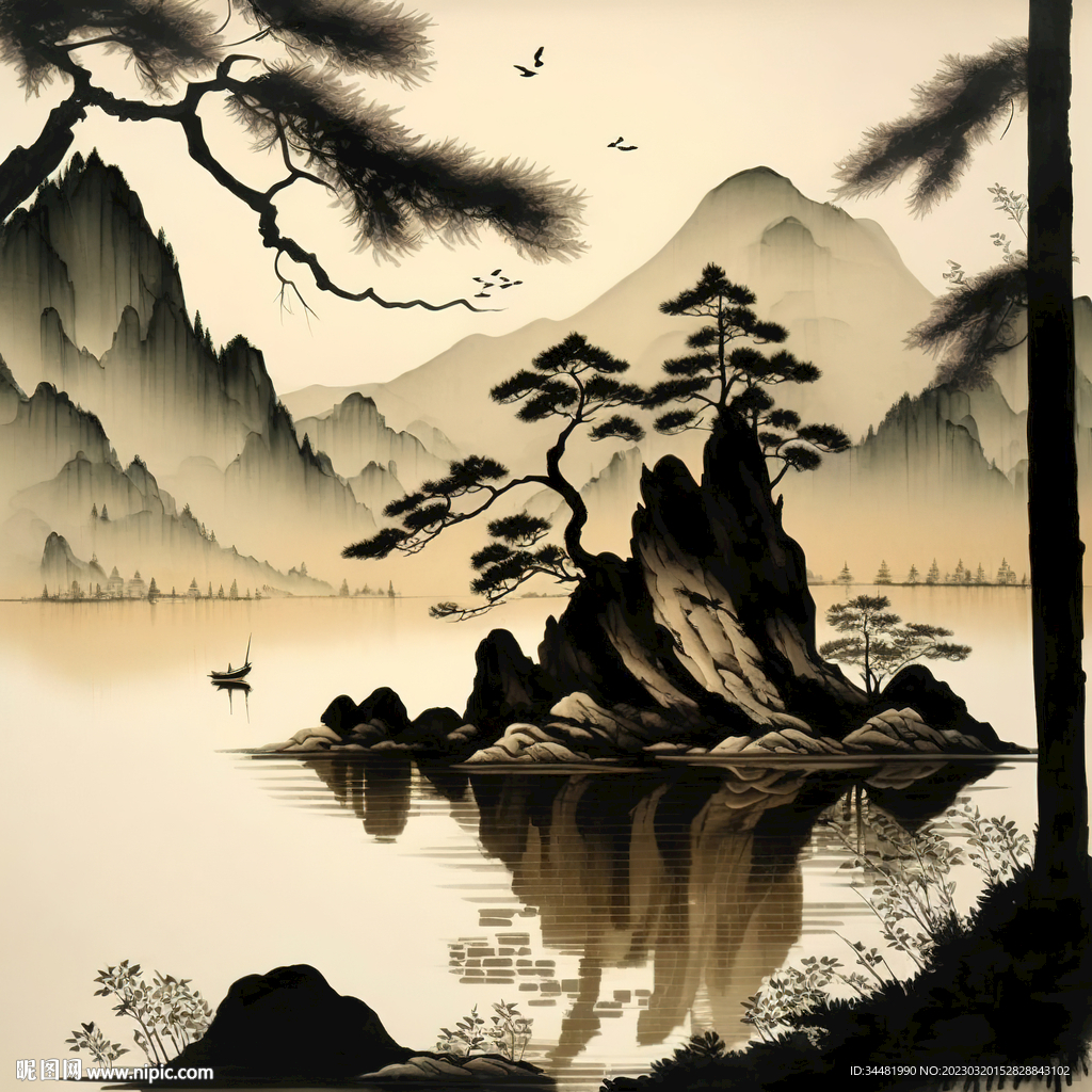 水墨山水画