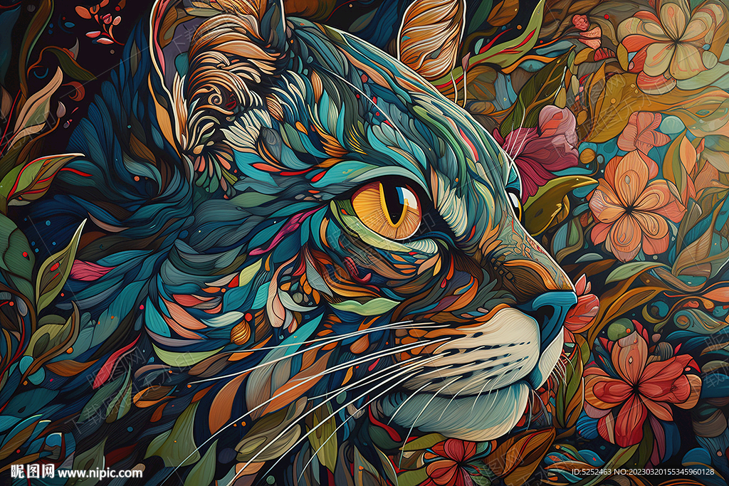 艺术手绘猫头