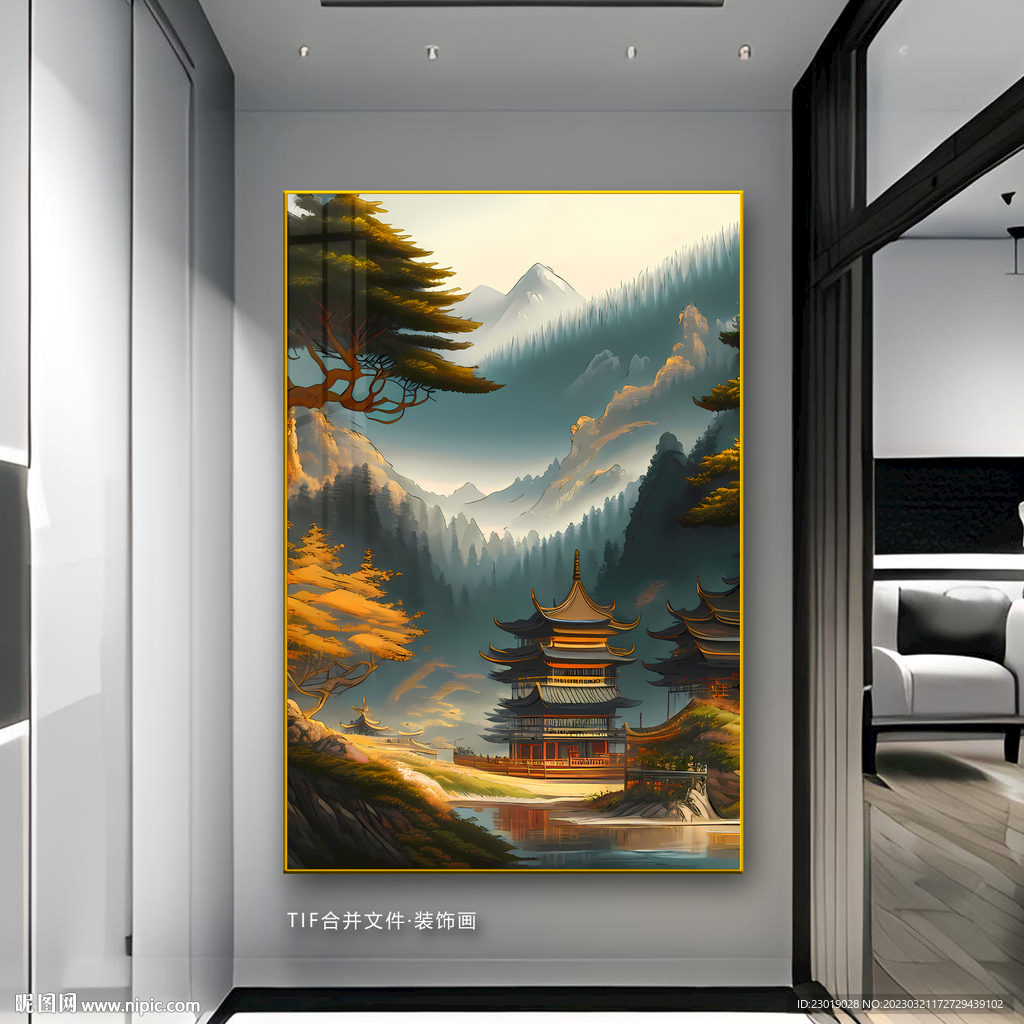 意境水墨山水画