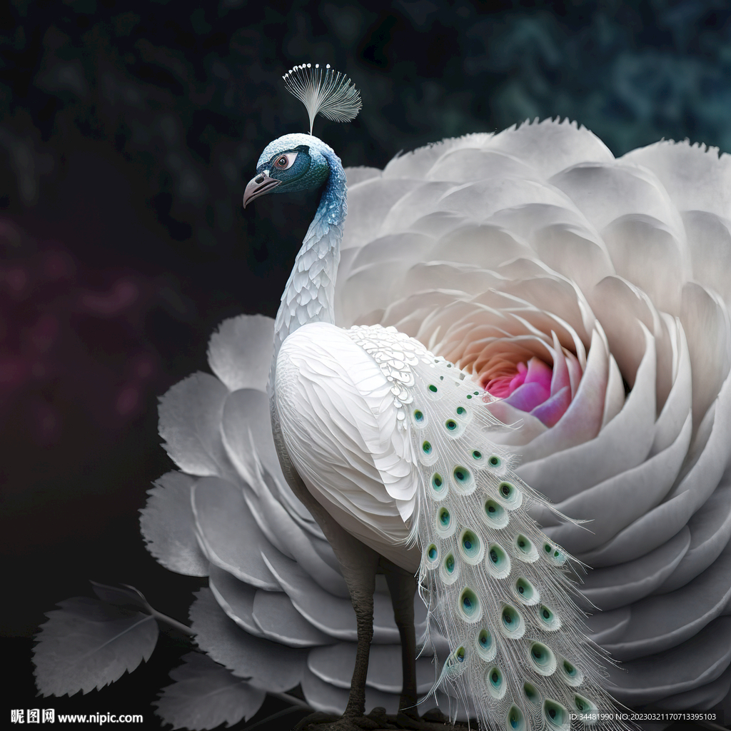 白色花孔雀