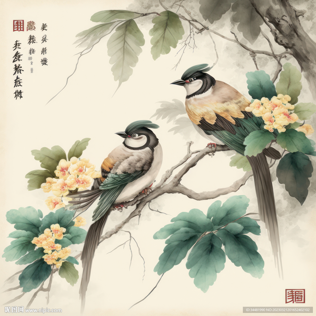 中国小鸟国画