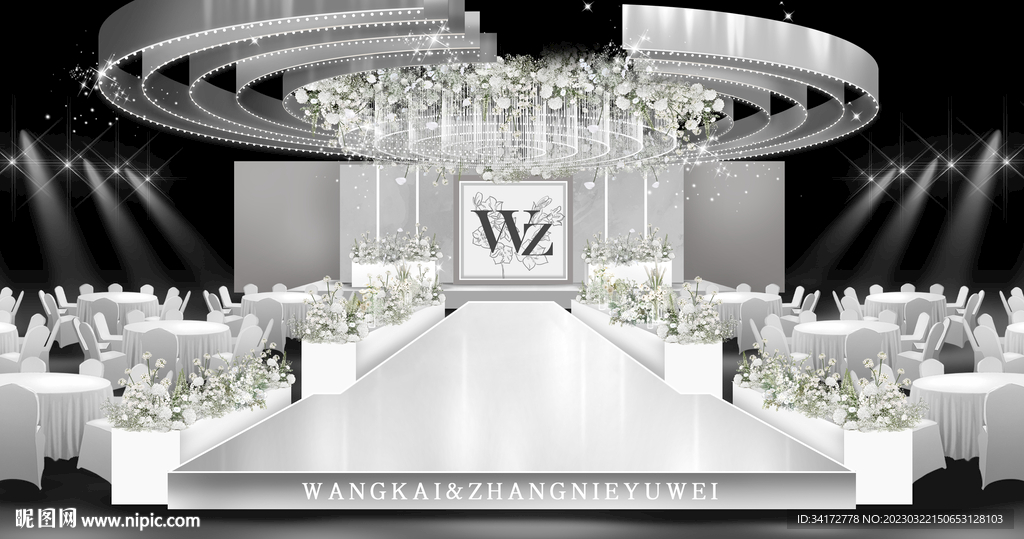 白色秀场风简约婚礼效果图