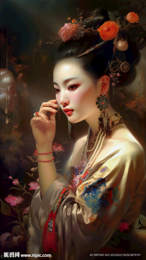 古代美女手绘插画