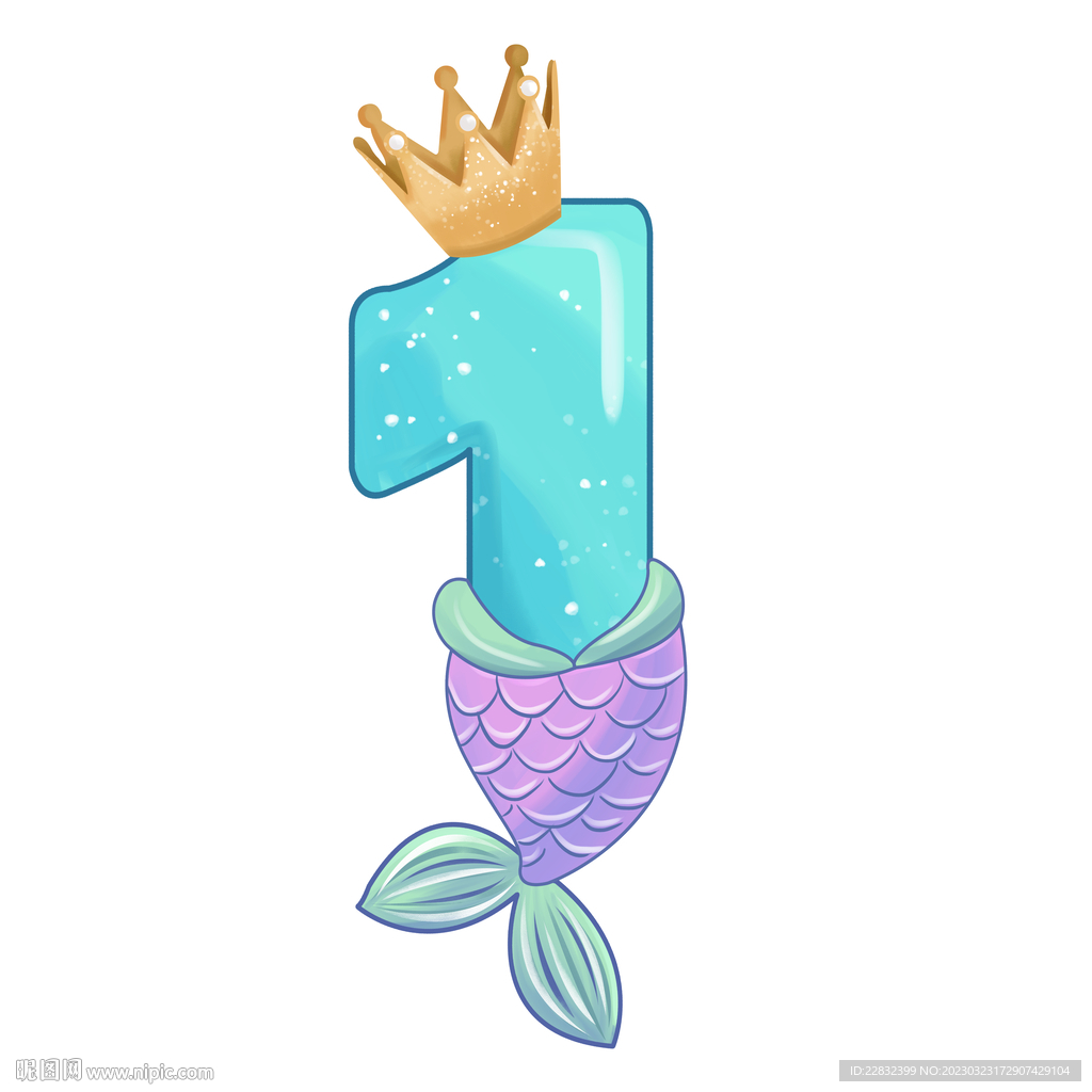 生日派对数字1 logo美人鱼