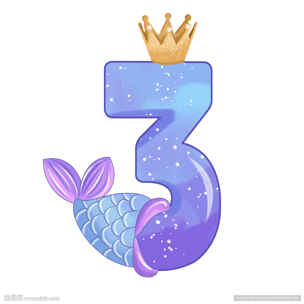 生日派对数字3 logo 人鱼