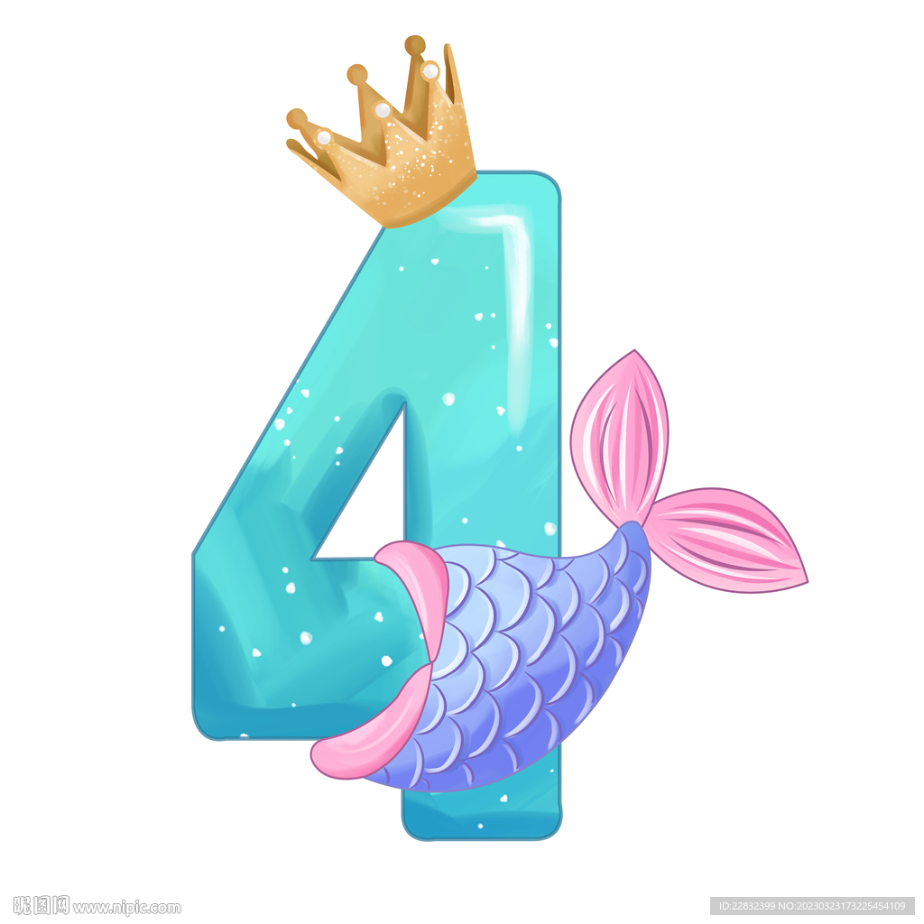 生日派对数字4 logo 人鱼