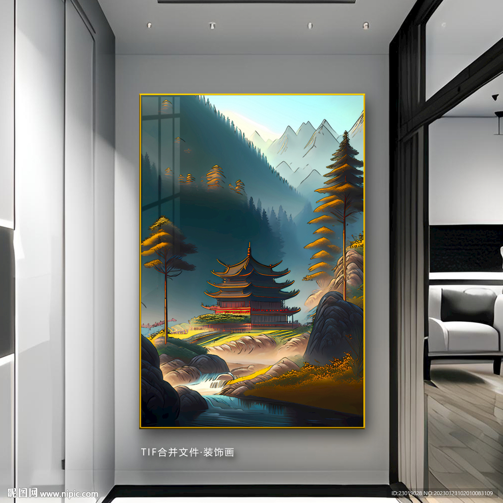 轻奢玄关山水画