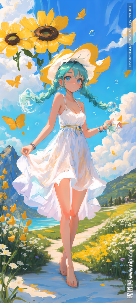 白发女孩油画风