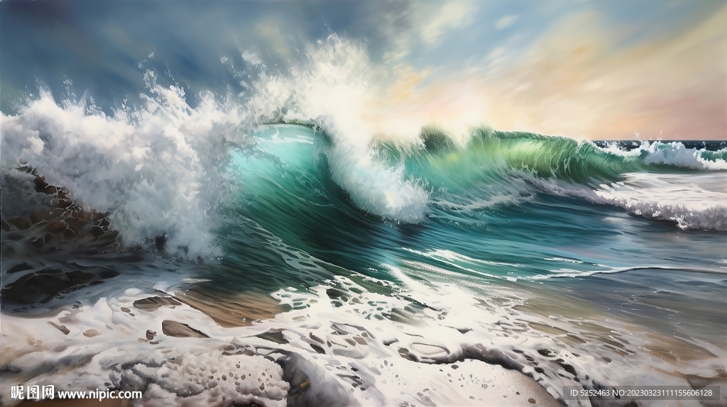 手绘海浪