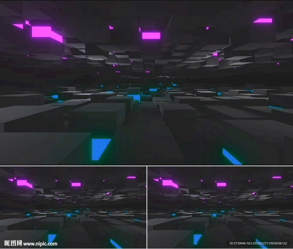 3D炫酷立方体空间隧道穿梭视频