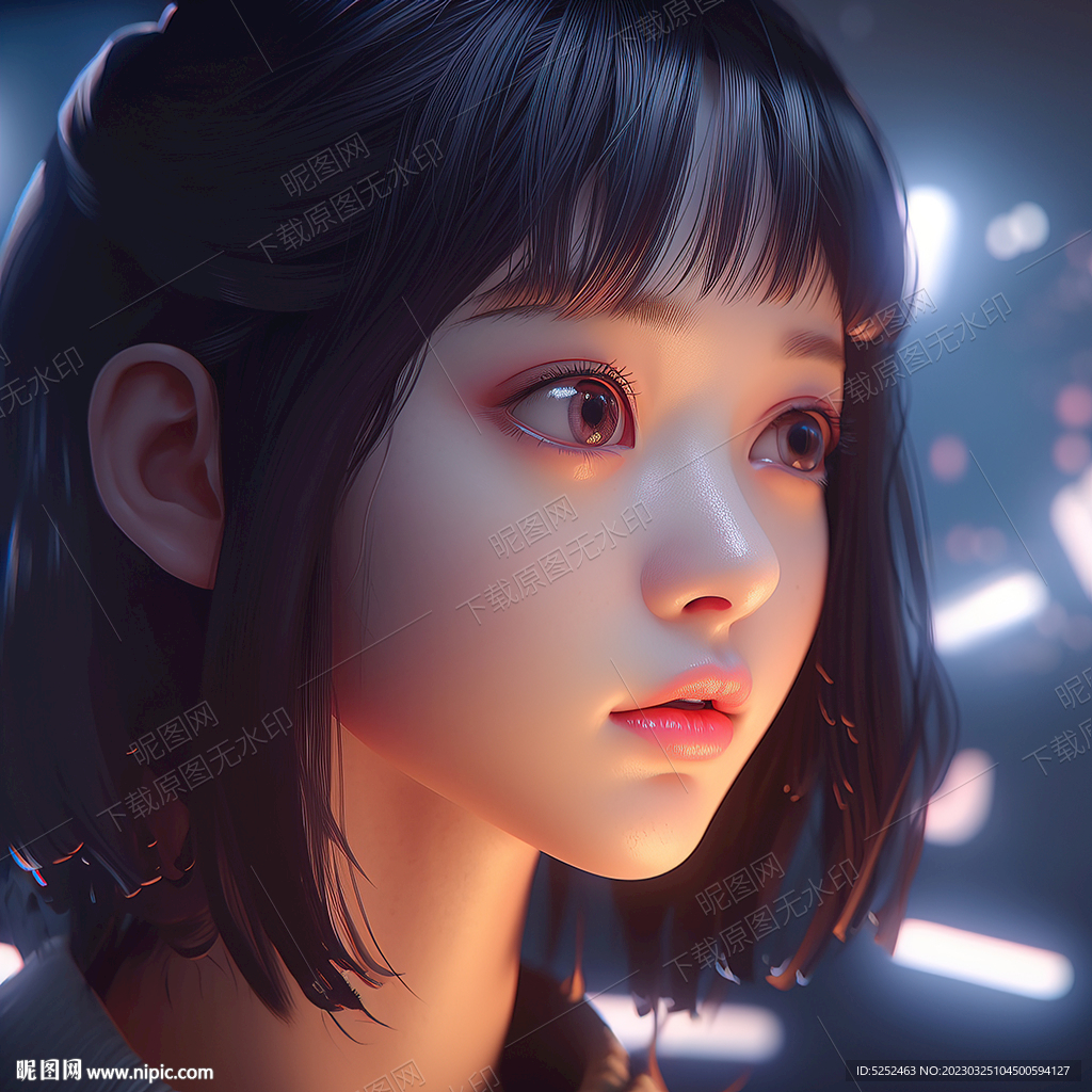 短发美丽女孩头像