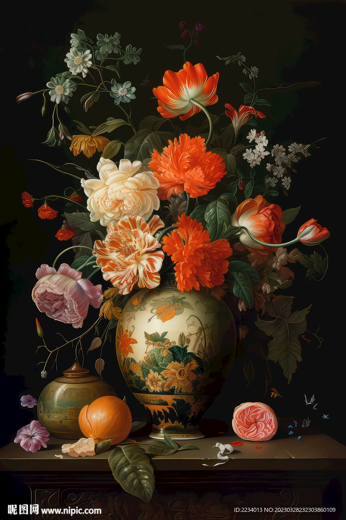 油画静物插花