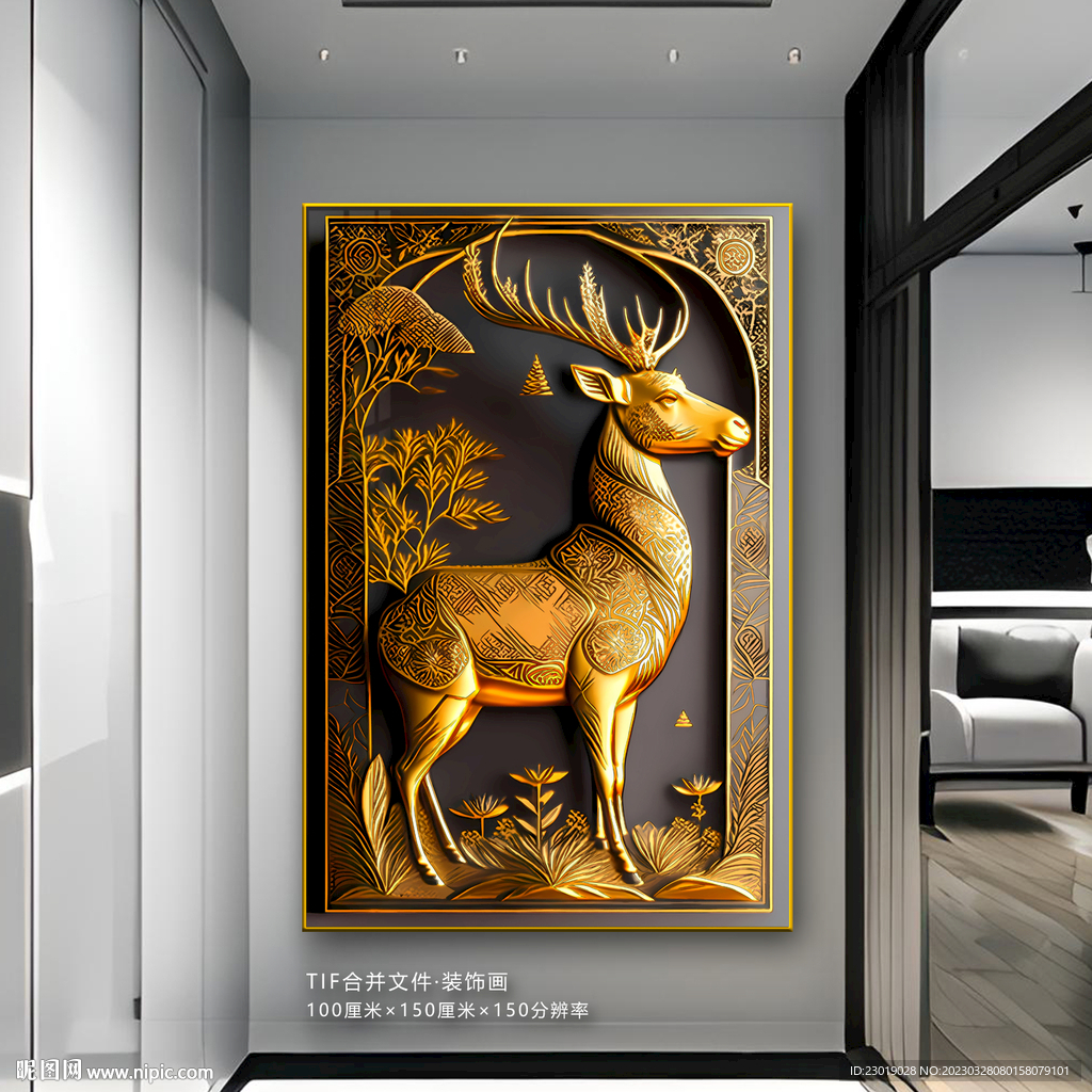 金山麋鹿发财树玄关