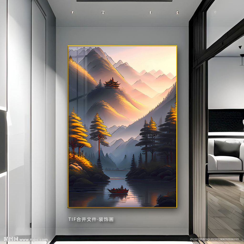 抽象山水画玄关