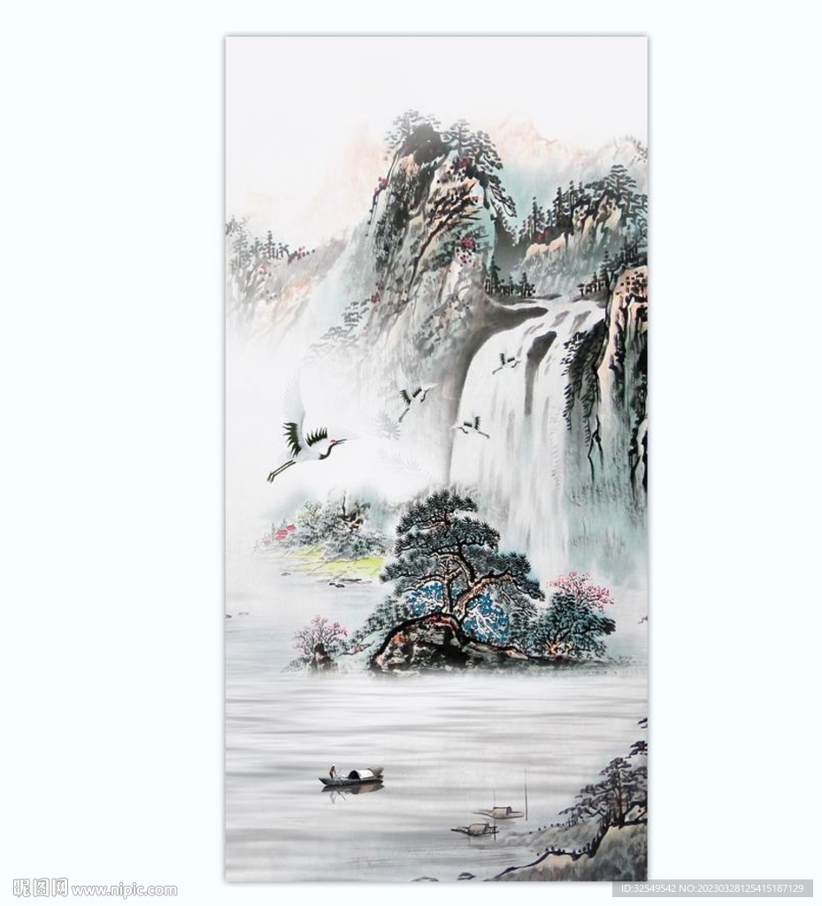 新中式水墨山水玄关画