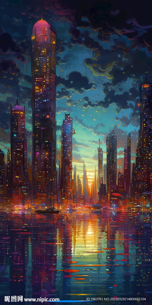 城市夜景装饰画