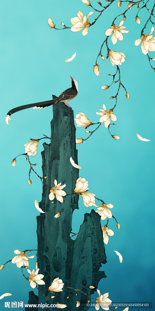 花鸟玉兰
