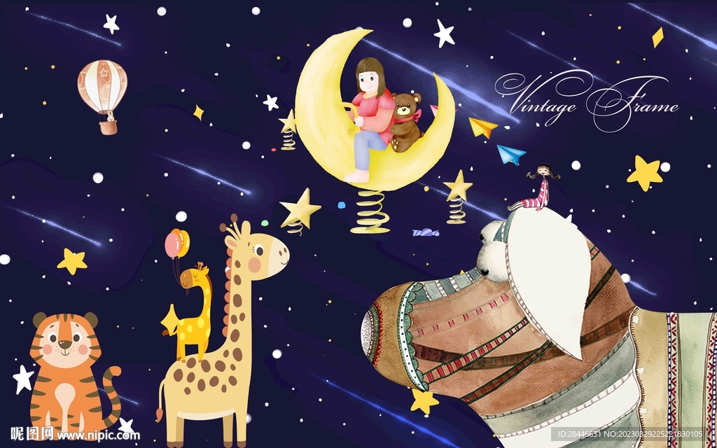 卡通儿童房背景墙