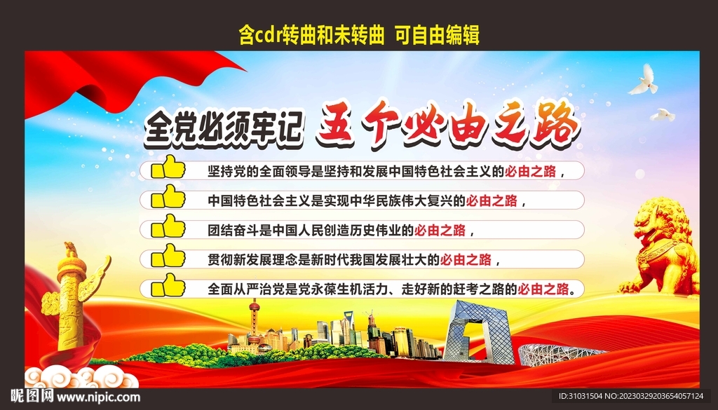 五个必由之路党建展板