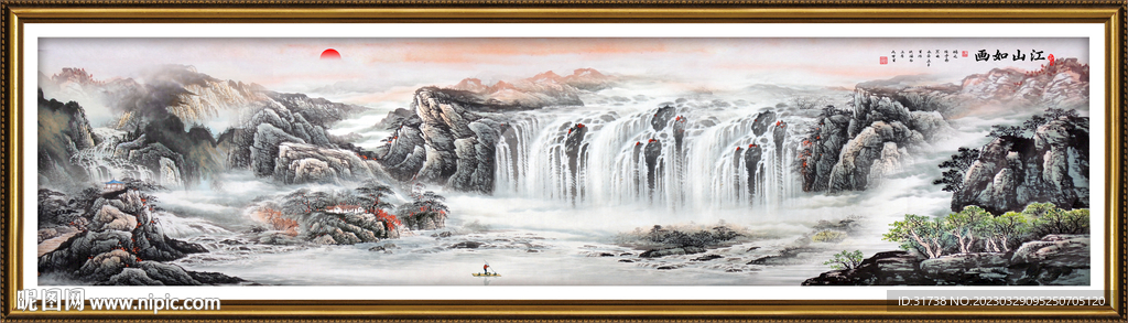 巨幅山水长卷千里江山图