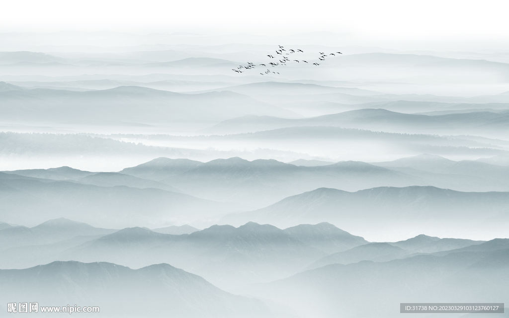 水墨群山水画
