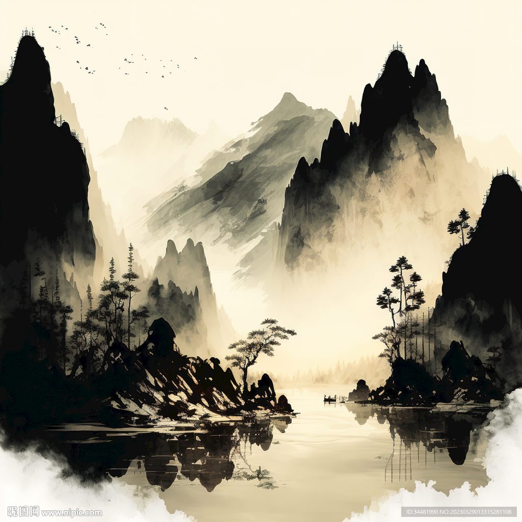 中国山水水墨画