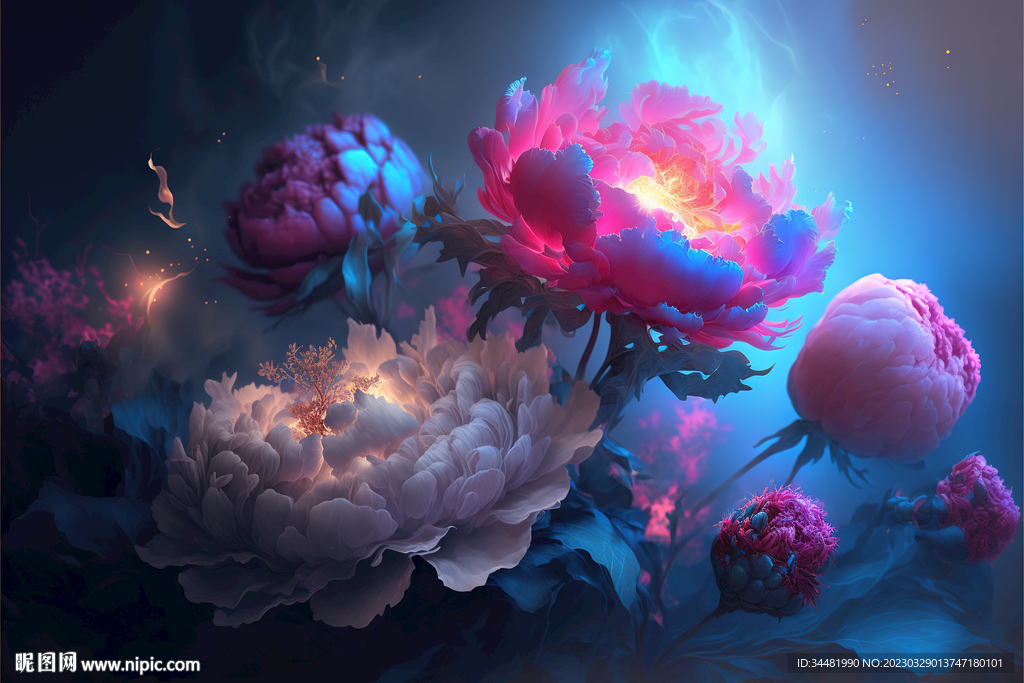 粉红色发光花