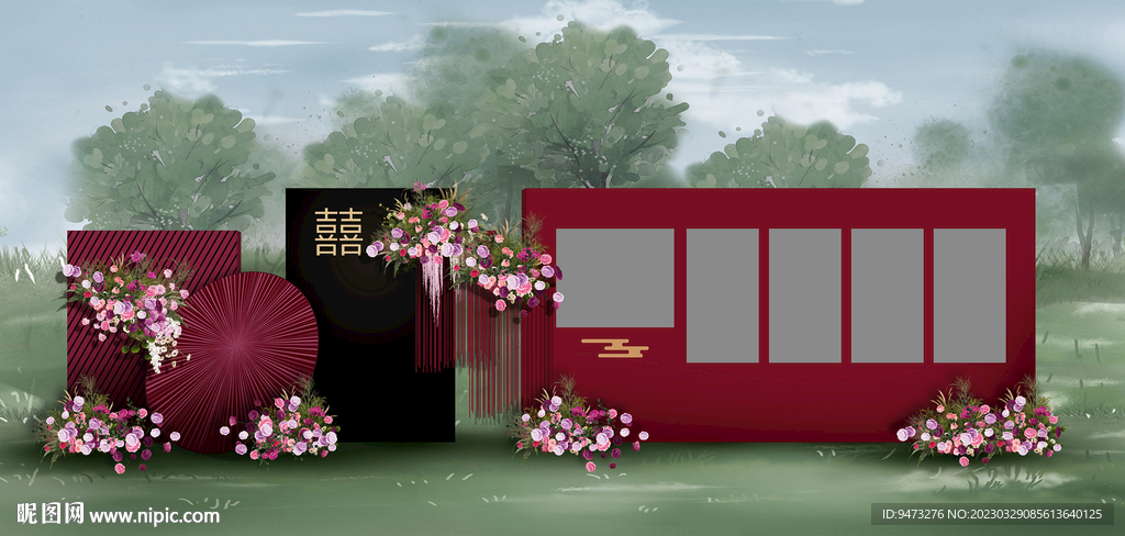 中式婚礼迎宾区
