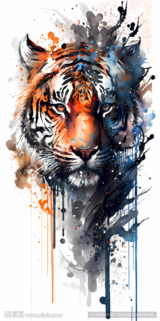 老虎水彩装饰画