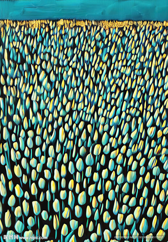 蓝色花海抽象画