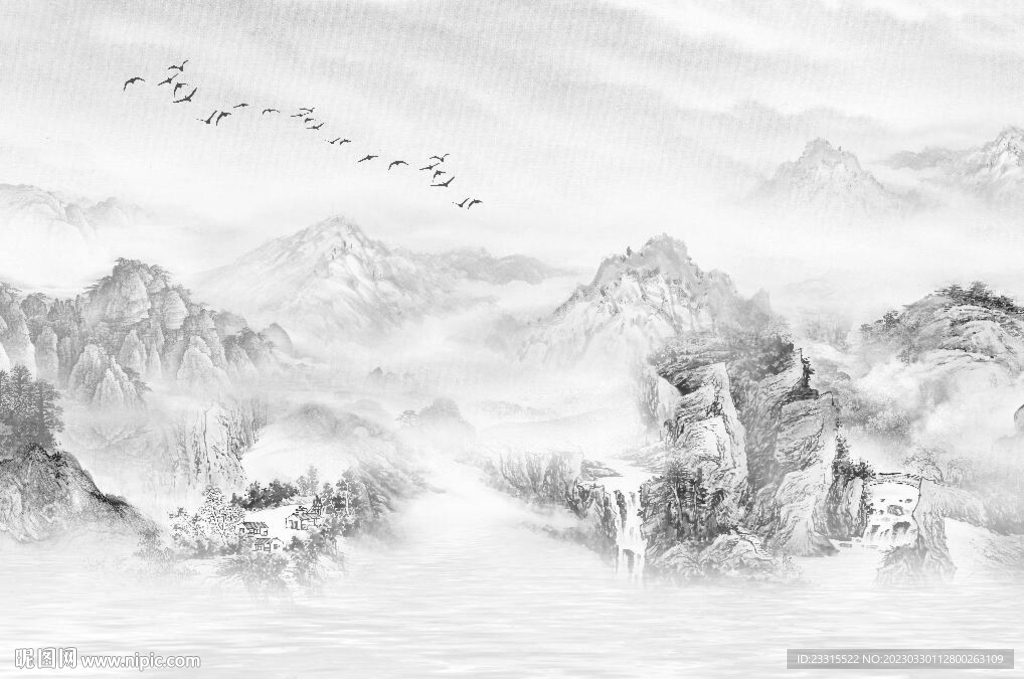 简约山水背景墙