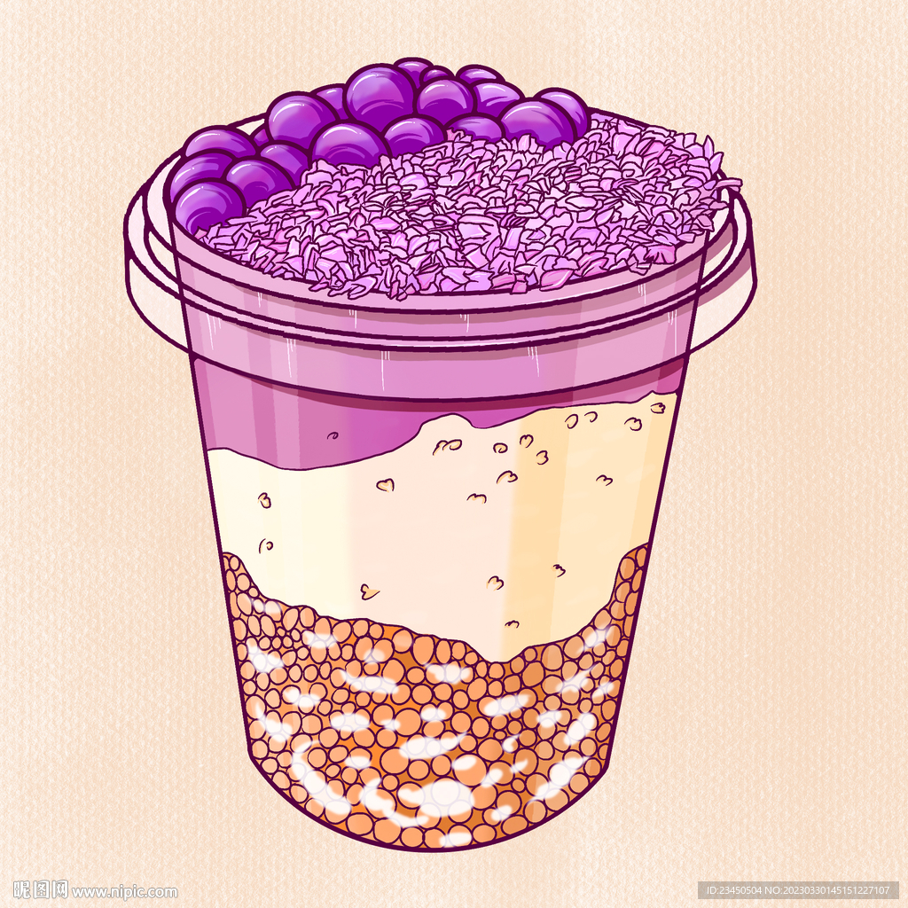 网红芋泥啵啵桶插画