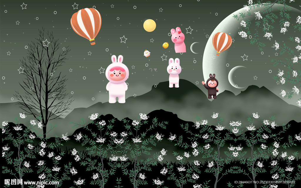 卡通儿童房背景墙