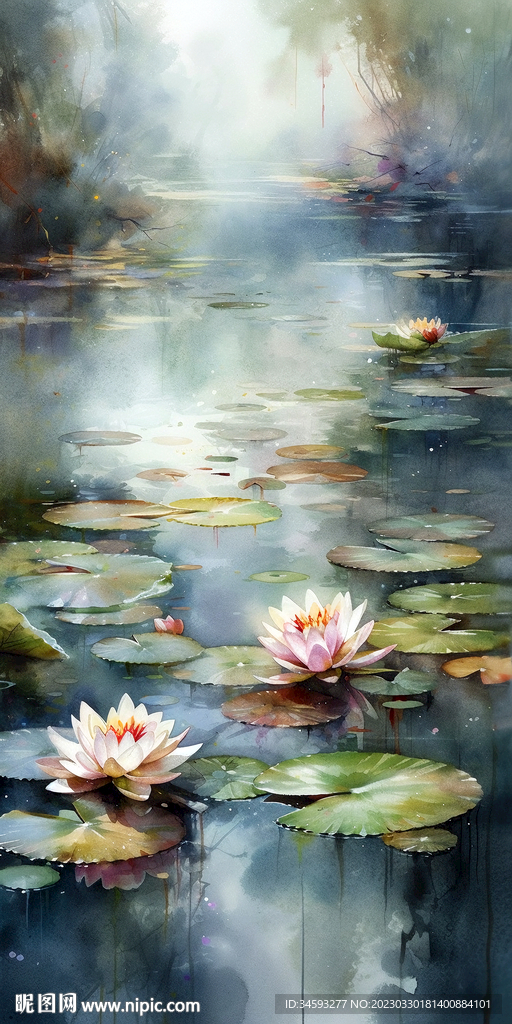 荷花装饰画