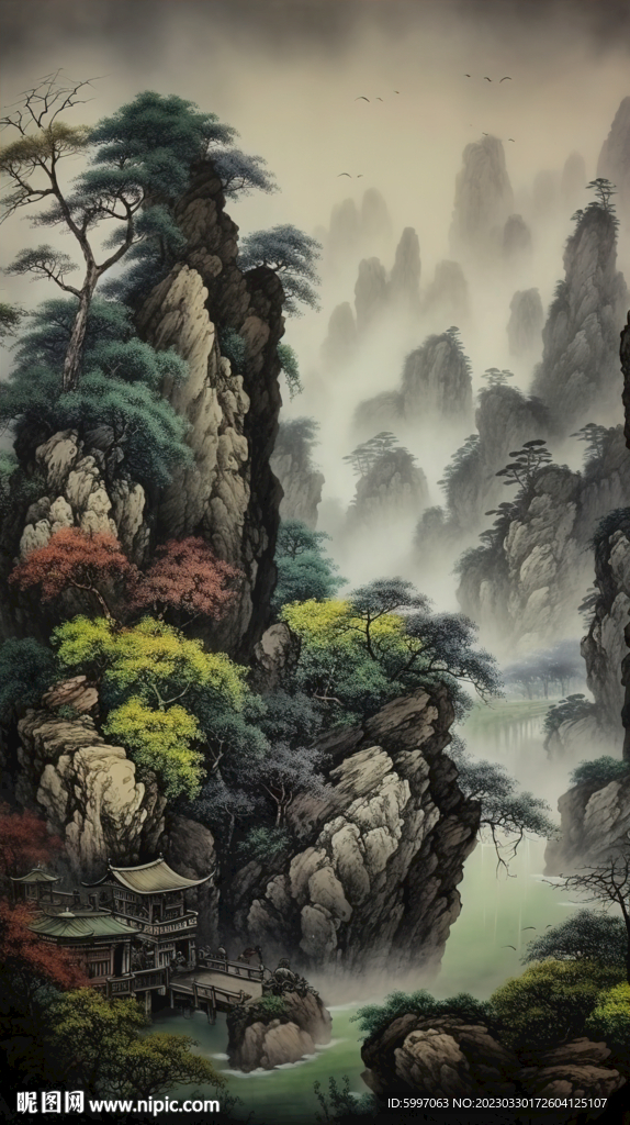 中国山水水墨画风格山水