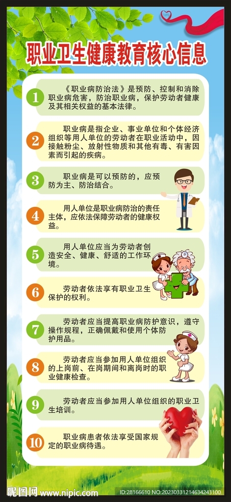 职业卫生健康教育核心信息展架