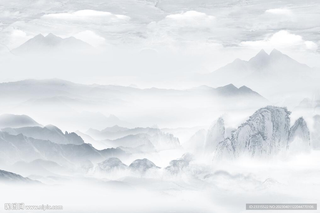 新中式山水背景墙