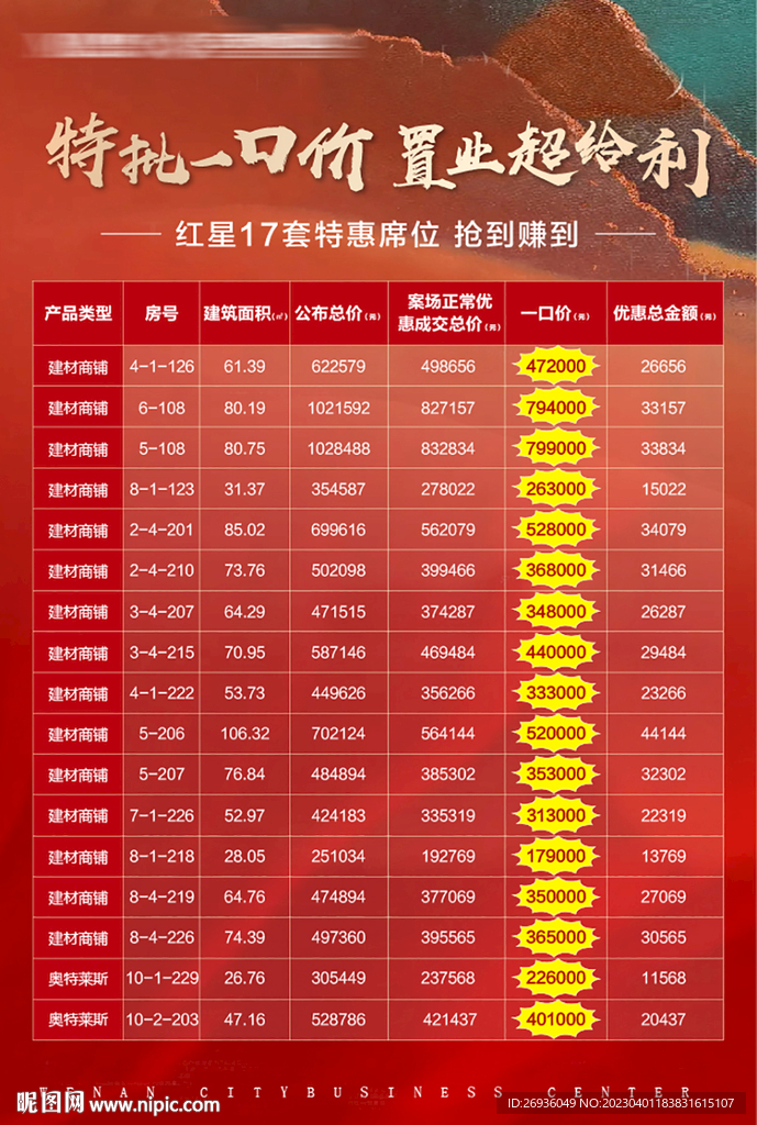 特价房展架